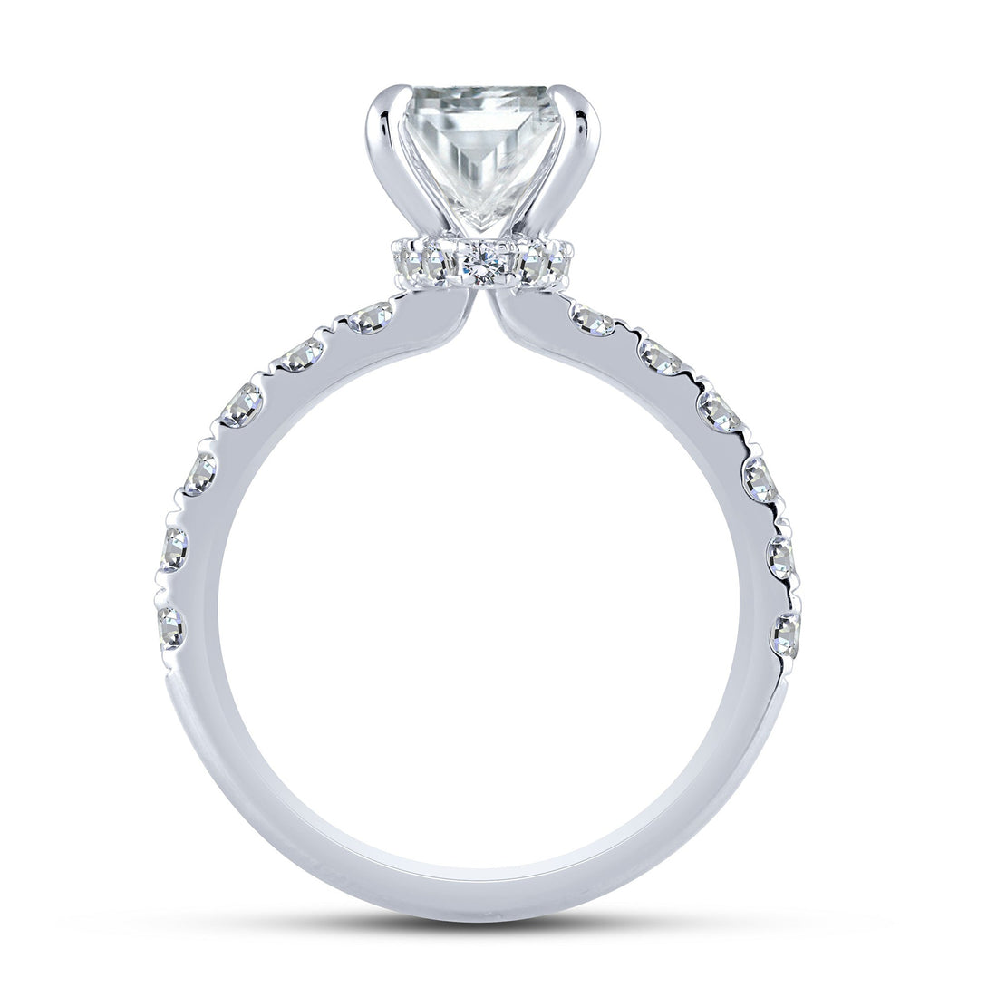 14K White Gold Lab-Grown 3.78 ctw Radiant Engagement Ring