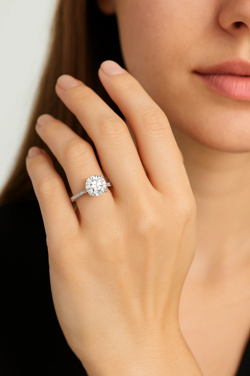 14K White Gold 5.03ctw Lab-Grown Diamond Round Engagement Ring