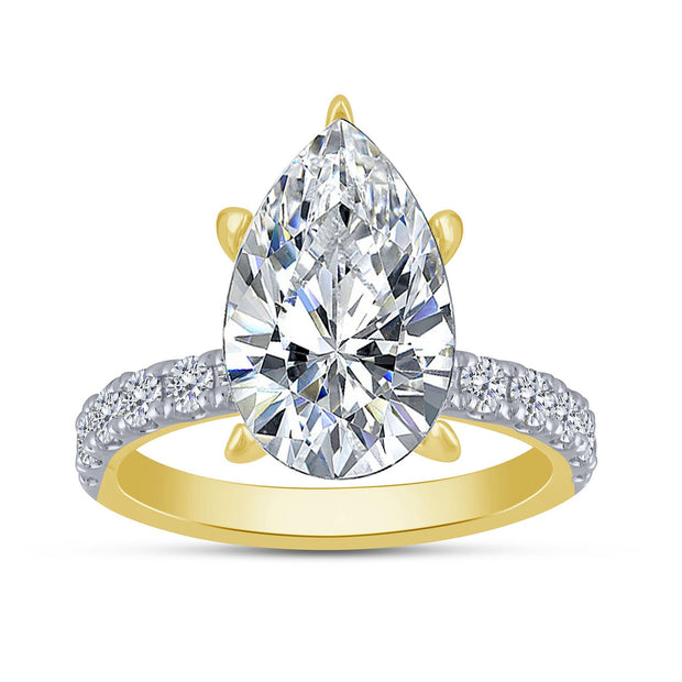 14K Yellow Gold 4.76 Ctw Lab-Grown Diamond Pear Engagement Ring