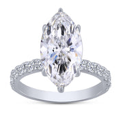 14K White Gold 4.78 Ctw Lab-Grown Diamond Marquise Engagement Ring