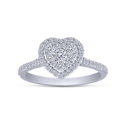 10K White Gold 0.75 Ctw Lab-Grown Diamond Heart Bridal Set