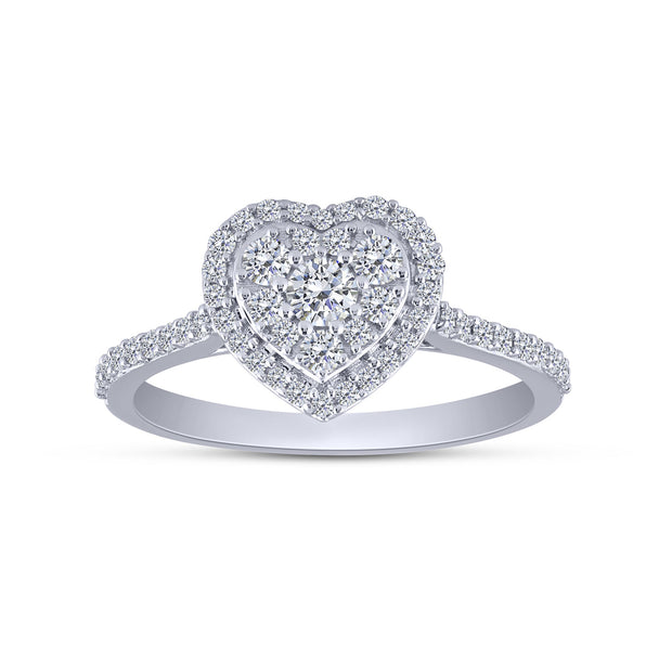 10K White Gold 0.75 Ctw Lab-Grown Diamond Heart Bridal Set
