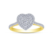 10K Yellow Gold 0.75 Ctw Lab-Grown Diamond Heart Bridal Set