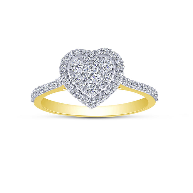 10K Yellow Gold 0.75 Ctw Lab-Grown Diamond Heart Bridal Set