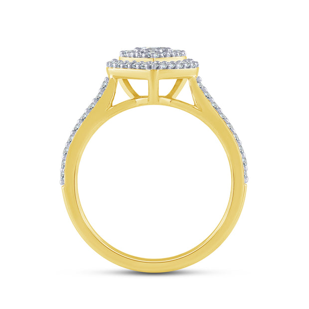 10K Yellow Gold 0.75 Ctw Lab-Grown Diamond Heart Bridal Set