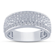 10K White Gold 0.75 CTW Lab Grown Diamond 2 ROW mens band