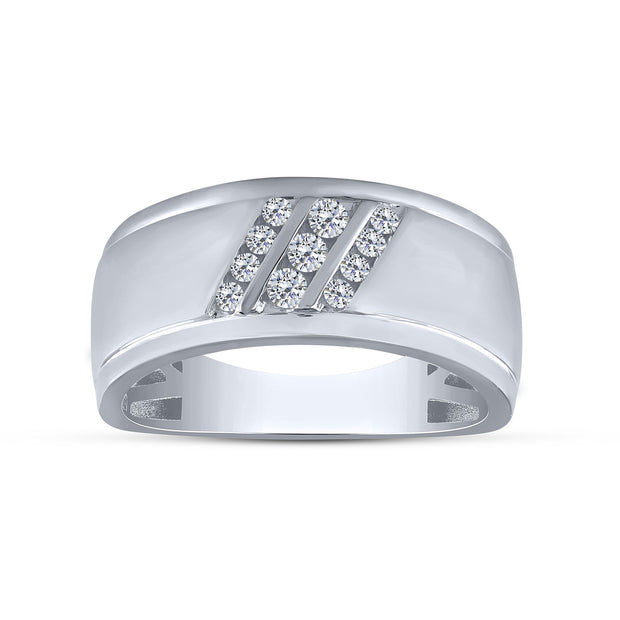 10K White Gold 0.25 CTW Lab-Grown Diamond MENS BAND