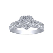 10K White Gold 0.50 Ctw Lab-Grown Diamond Heart Bridal Set