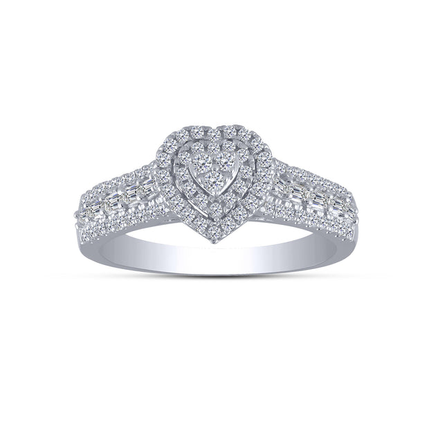 10K White Gold 0.50 Ctw Lab-Grown Diamond Heart Bridal Set