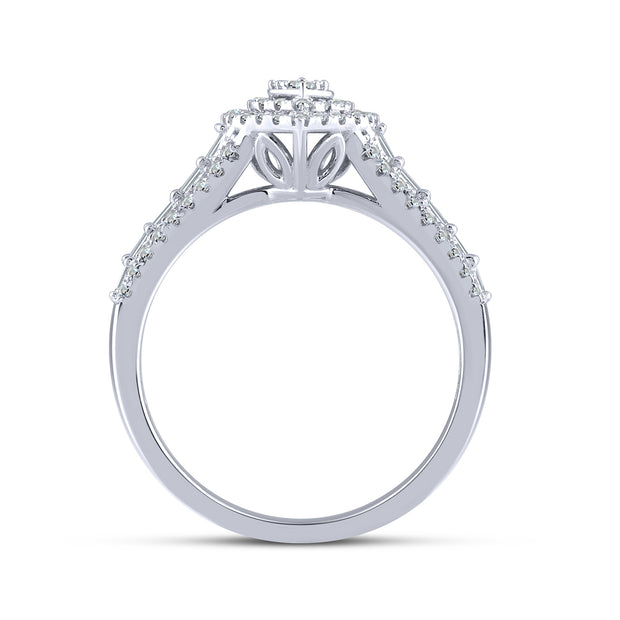 10K White Gold 0.50 Ctw Lab-Grown Diamond Heart Bridal Set