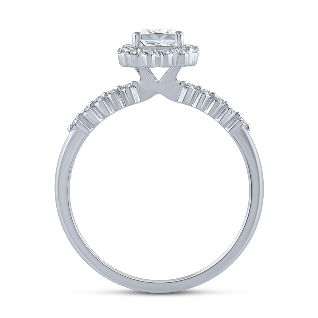 10K White Gold 1.33 ctw Lab-Grown Diamond Emerald Bridal Set