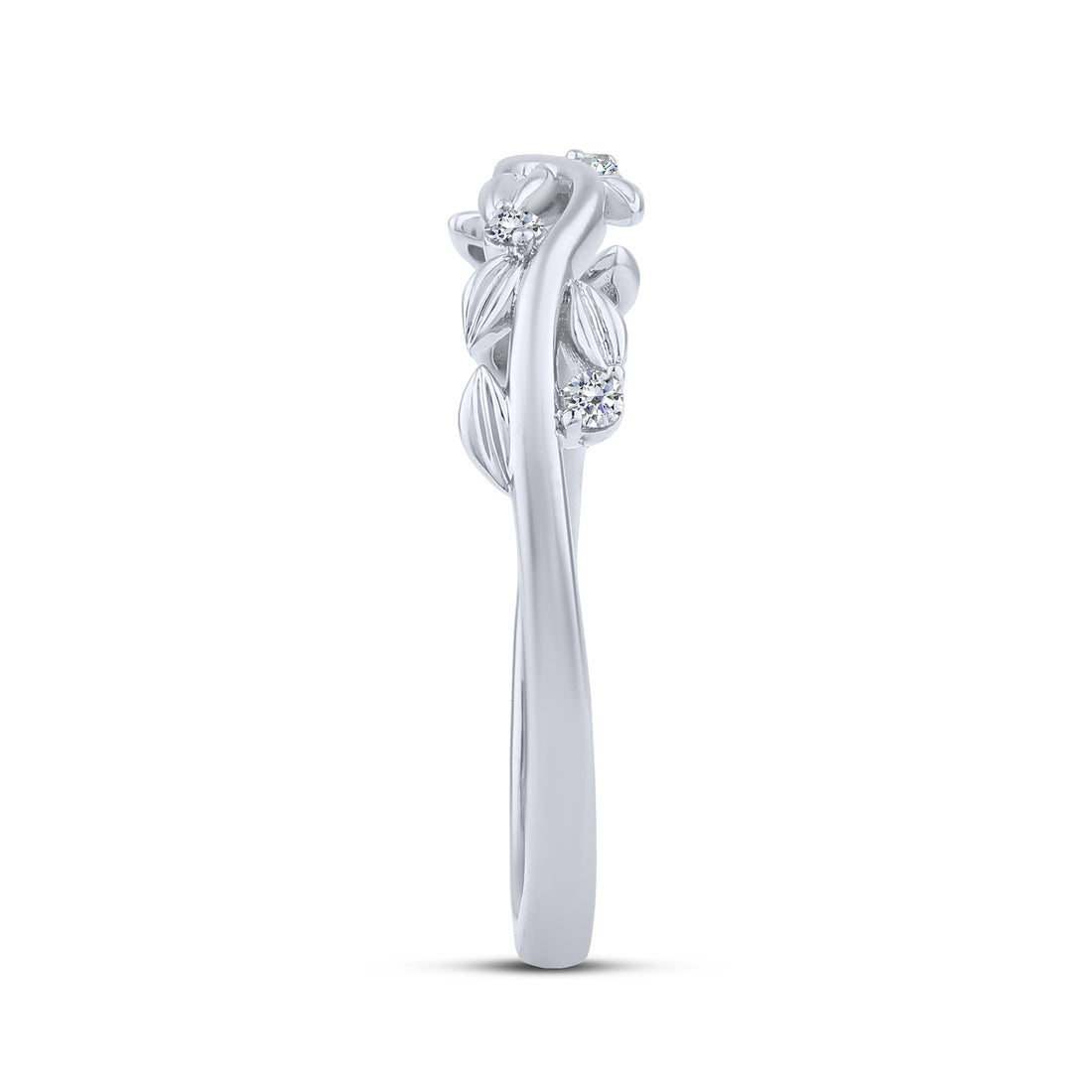 10K White Gold Lab-Grown  0.05 ctw Round Diamond Curvy Band