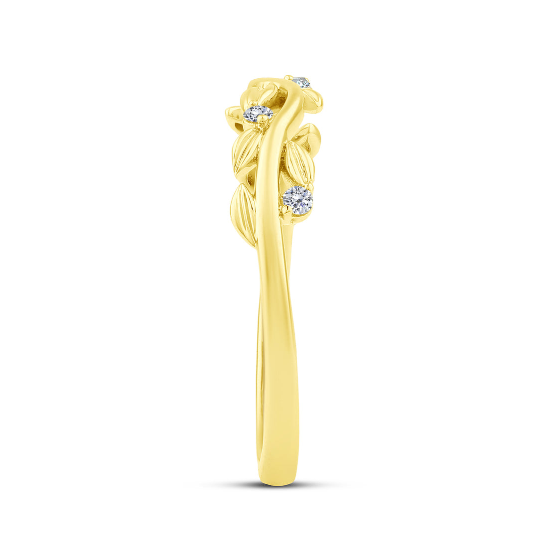 10K Yellow Gold Lab-Grown  0.05 ctw Round Diamond Curvy Band