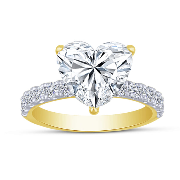 14K Yellow Gold 3.85 Ctw Lab-Grown Diamond Heart Engagement Ring