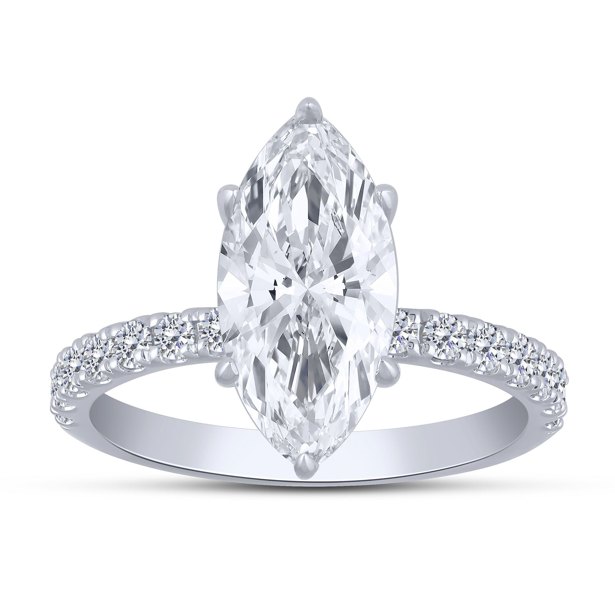 14K White Gold 2.59 ctw Lab-Grown Diamond Marquise Engagement Ring ...