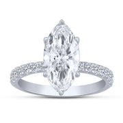 14K White Gold 2.59 Ctw Lab-Grown Diamond Marquise Engagement Ring