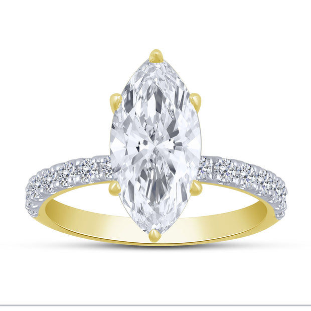 14K Yellow Gold 2.60 Ctw Lab-Grown Diamond Marquise Engagement Ring
