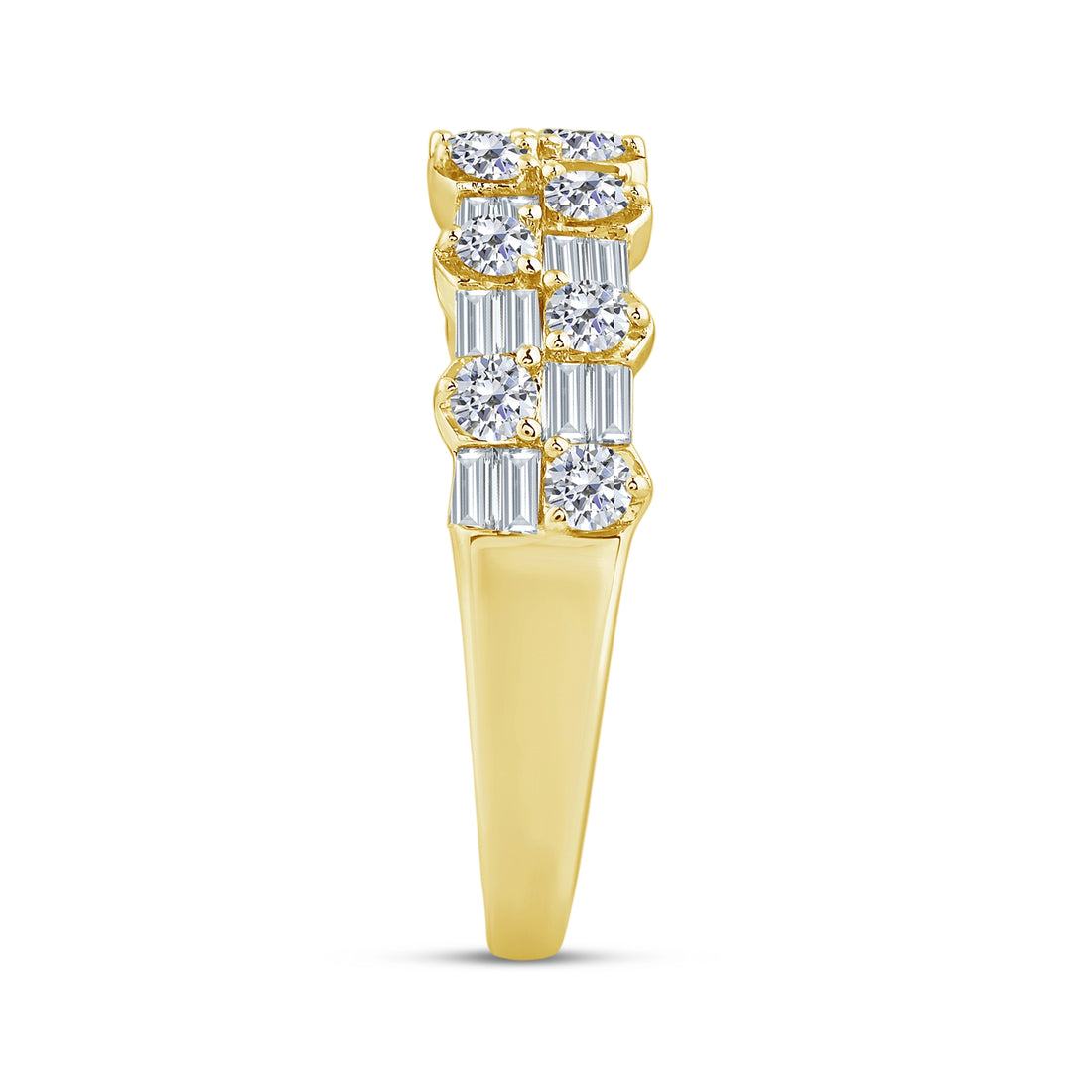 10K Yellow Gold Lab-Grown 0.82 ctw Baguette Round  Diamond Fashion Band