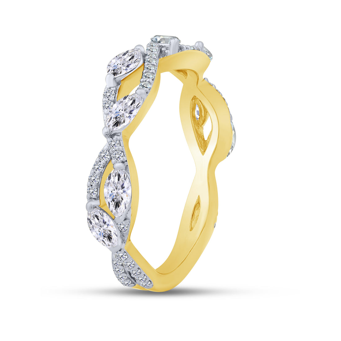 10K Yellow Gold 0.82 Ctw Lab-Grown Diamond Twisted Band