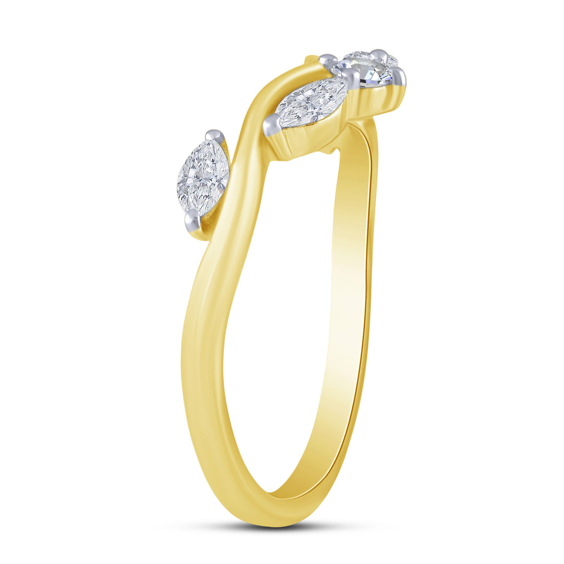10K Yellow Gold 0.42 Ctw Lab-Grown Diamond Round Marquise Band