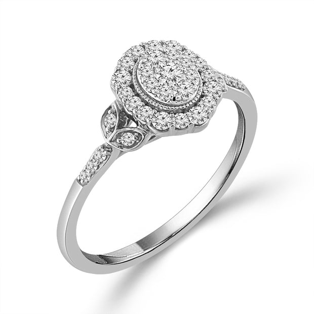 10K White Gold 1/3 CTW Oval Diamond Promise Ring