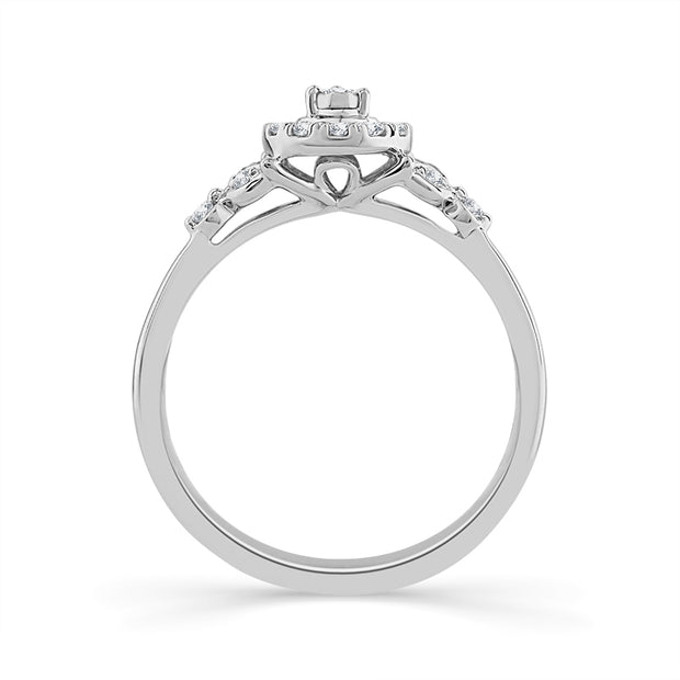 10K White Gold 0.20 CTW Diamond Pear Promise Ring