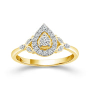 10K Yellow Gold 0.20 Ctw Diamond Pear Promise Ring