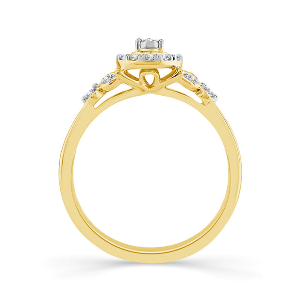 10K Yellow Gold 0.20 Ctw Diamond Pear Promise Ring