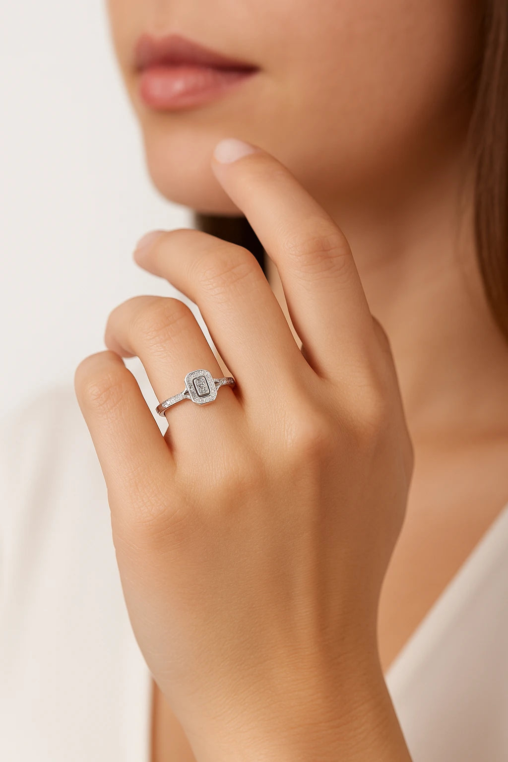 Silver 925 0.125 ctw Promise Ring