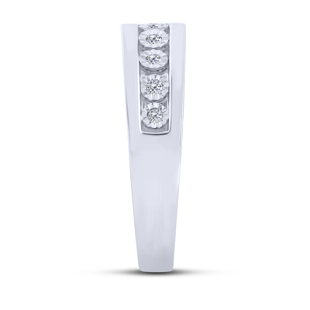 10K White Gold 0.13 Ctw 11 Diamond Men's Band