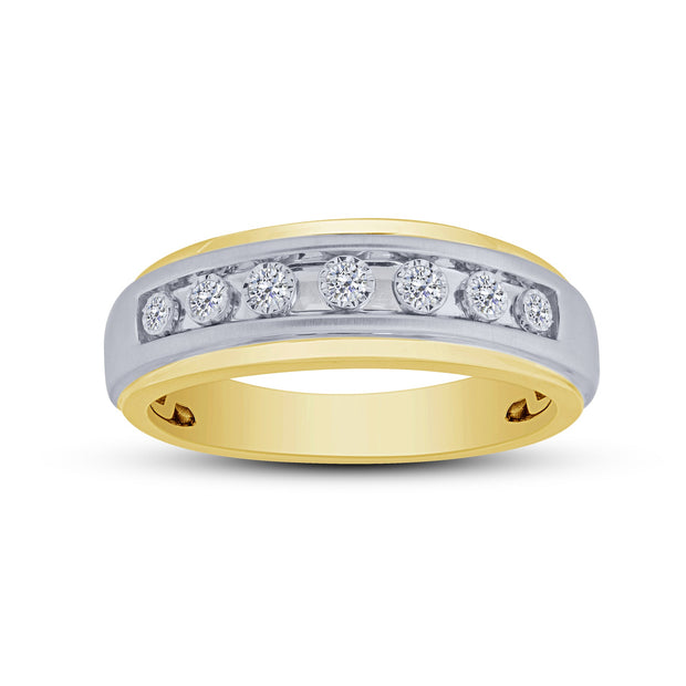 14K Two Tone 0.21 Ctw Diamond Men's Band