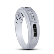 10K White Gold 0.26 Ctw Diamond Black Men's Band