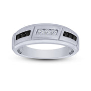 10K White Gold 0.26 Ctw Diamond Black Men's Band