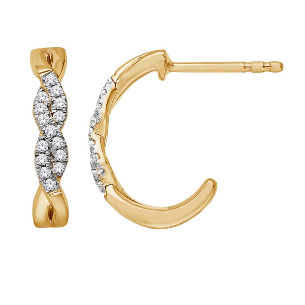 10K Yellow Gold 0.12 Ctw Diamond Fashion Earrings