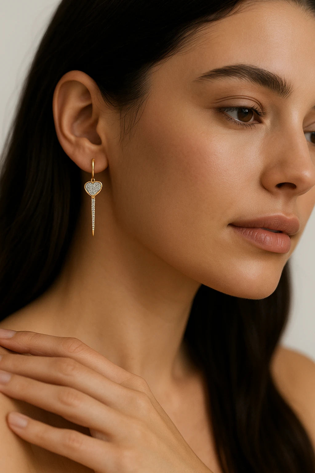 10K Yellow Gold 0.20 ctw Diamond Heart Earrings
