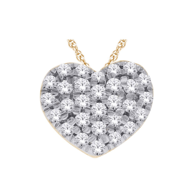 10K Yellow Gold 0.12 Ctw Diamond Heart Pendant