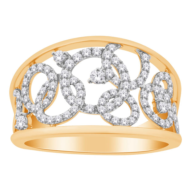 10K Yellow Gold 0.40 Ctw Diamond Broad Fashion Ring