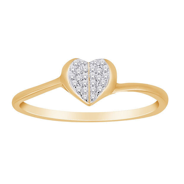 10K Yellow Gold 0.05 Ctw Diamond Promise Heart Ring