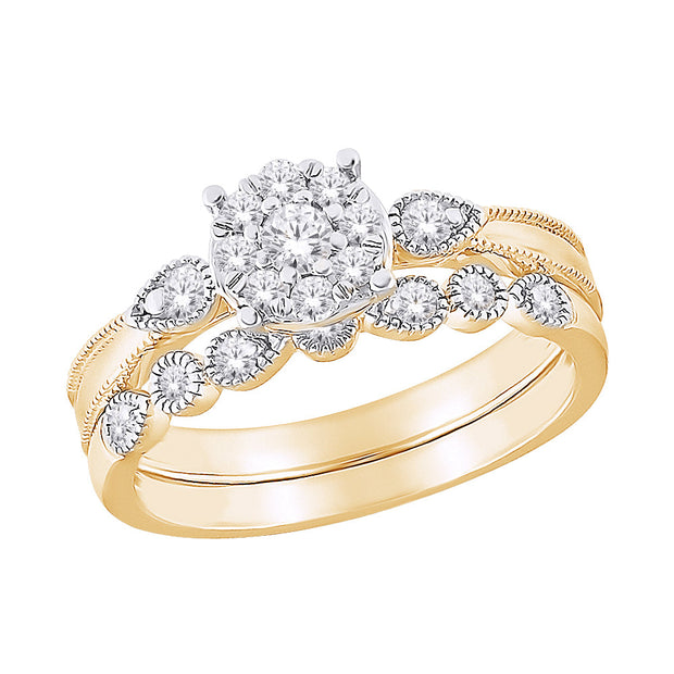 10K Yellow Gold 0.33 Ctw Diamond Bridal Set