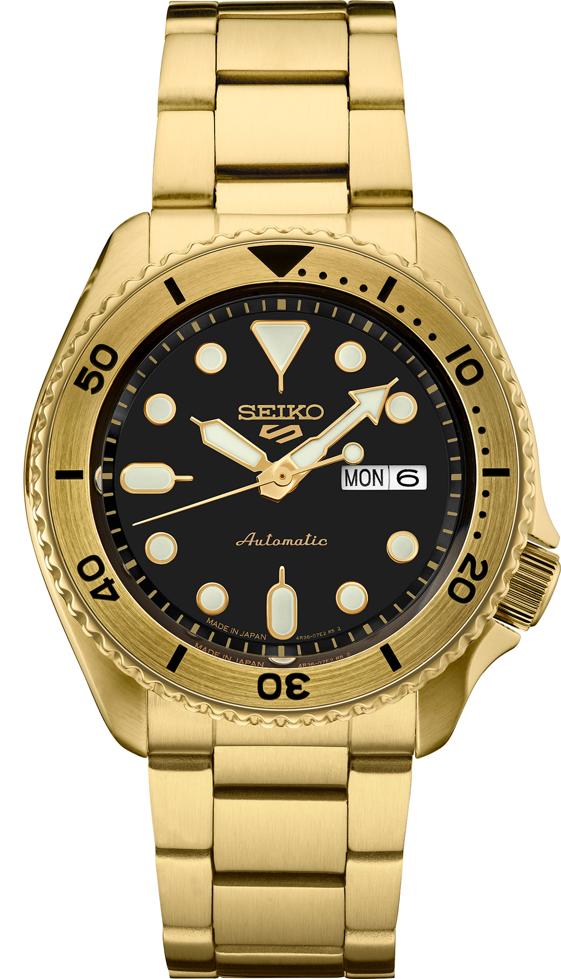 Men's Seiko 5 Sports SRPK18 Gold Automatic Watch front view