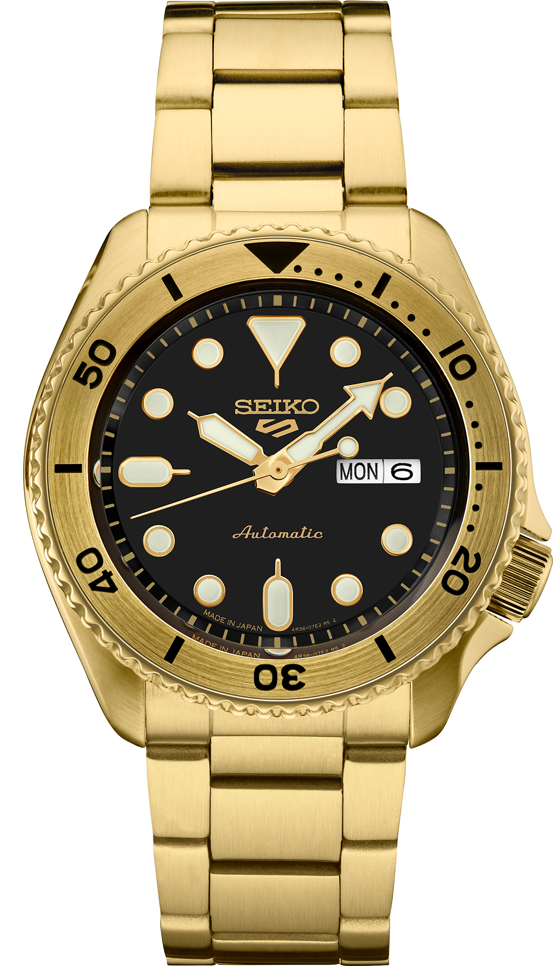 Men's Seiko 5 Sports SRPK18 Gold Automatic Watch front view