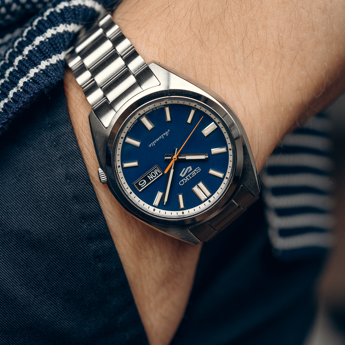 Men's Seiko 5 Sports SRPK87 Automatic Blue Dial 37.4mm Watch - view 5