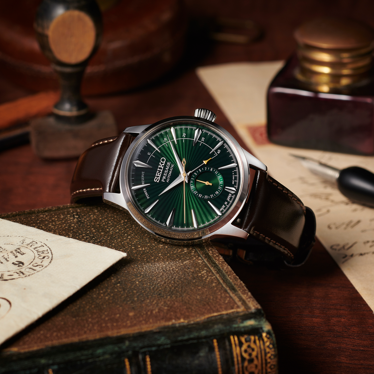 Men's Seiko Presage SSA459 Automatic Green Dial 40.5mm Watch - view 5