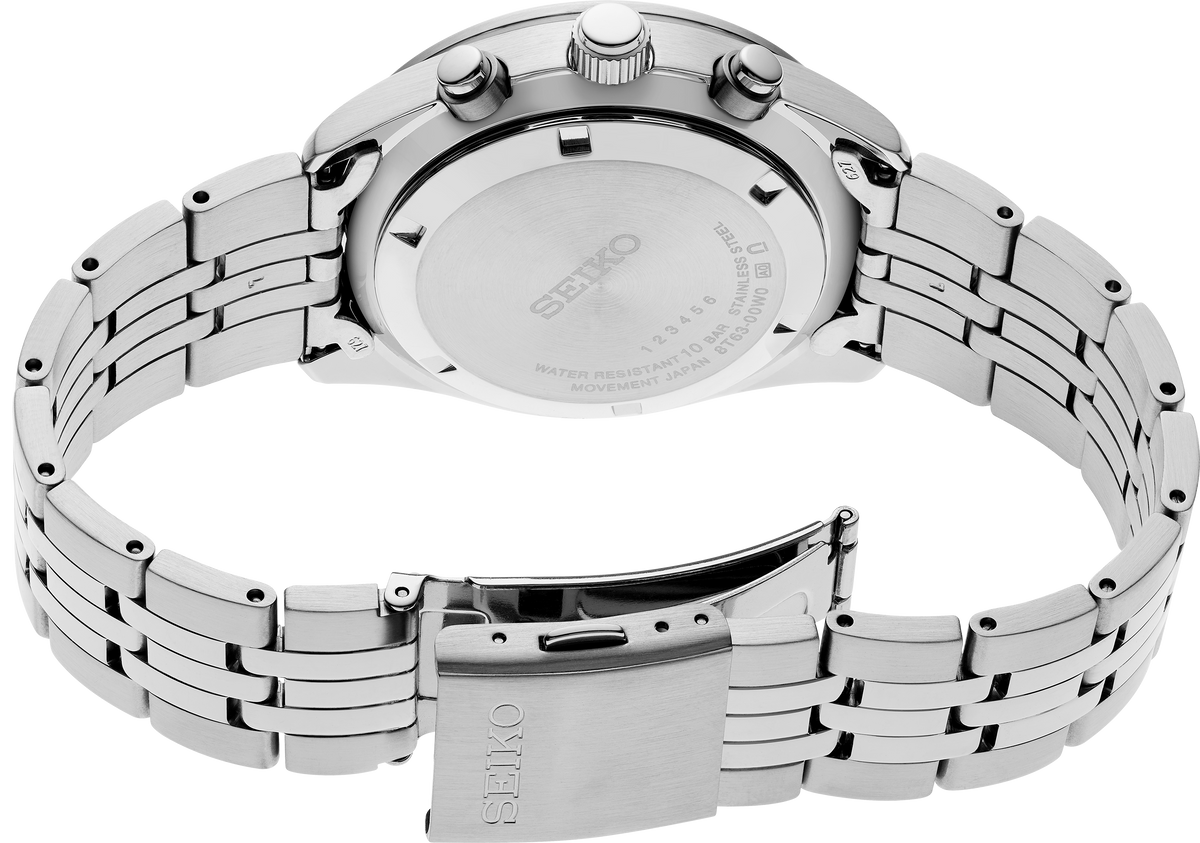 Men's Seiko Essentials SSB425 Quartz Chronograph Silver Dial 41.5mm Watch - view 3