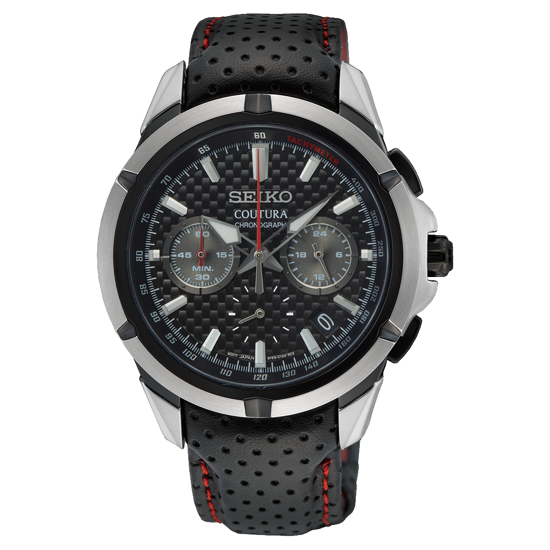 Men's Seiko Coutura SSB437 Quartz Chronograph Black Dial 42mm Watch