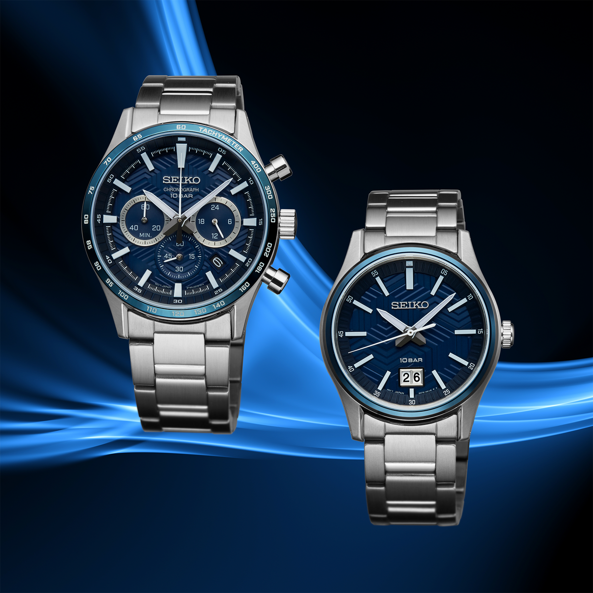 Men's Seiko Essentials SSB445 Quartz Chronograph Blue Dial 43mm Watch - view 4