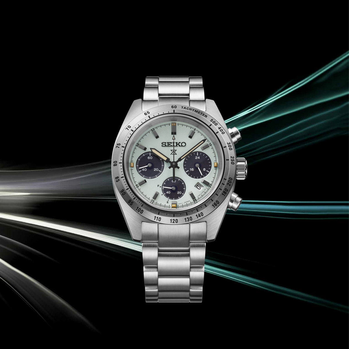Men's Seiko Prospex Speedtimer SSC965 Solar Chronograph Green Dial 39mm Watch - view 4