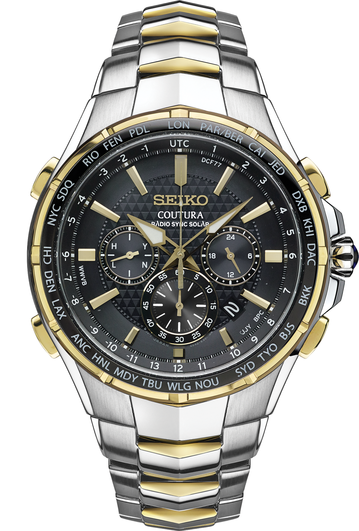 Men's Seiko Coutura SSG010 Radio Sync Solar Chronograph Gray Dial 44.5mm Watch