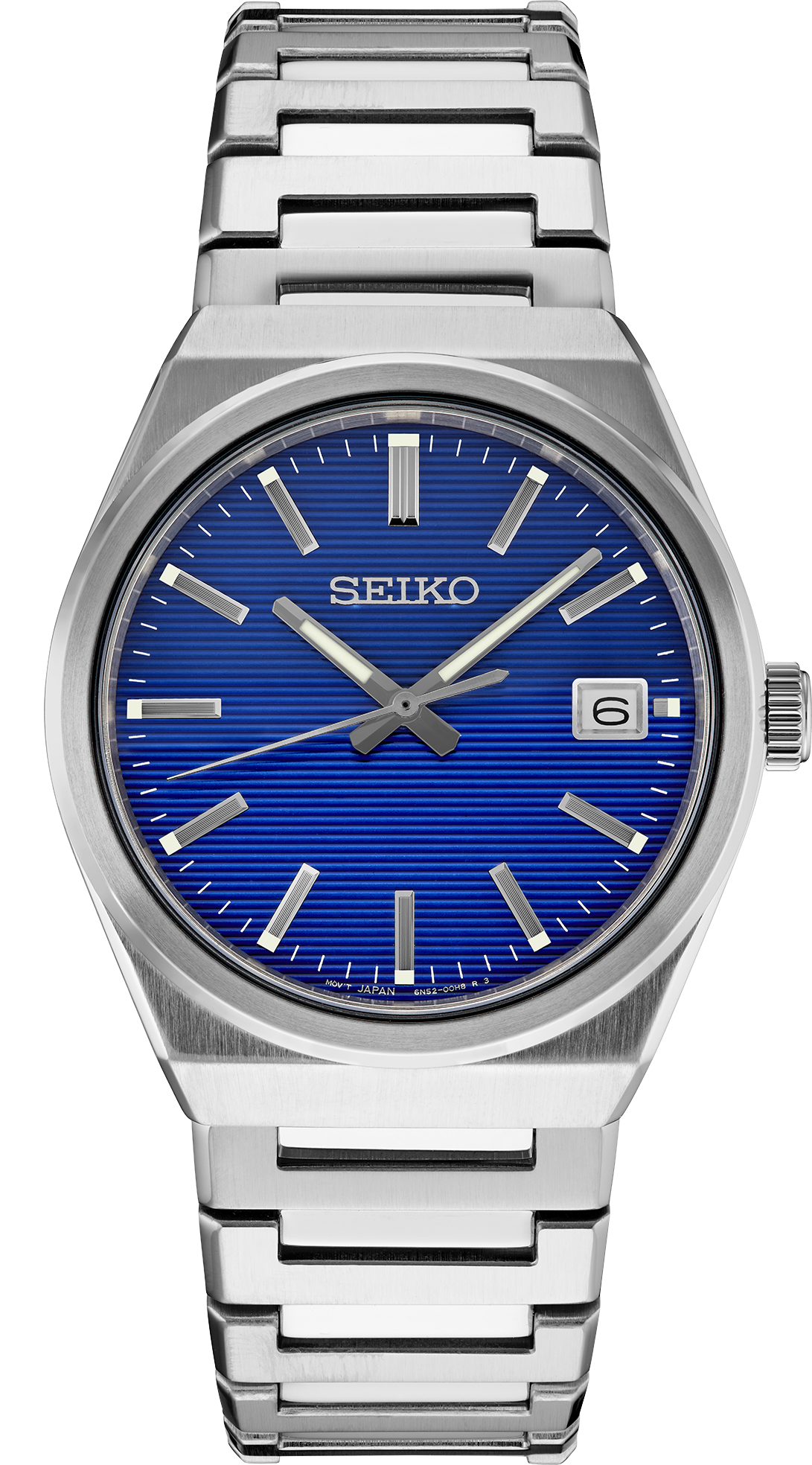 Men's Seiko Essentials SUR555 Blue Dial Quartz Watch front view