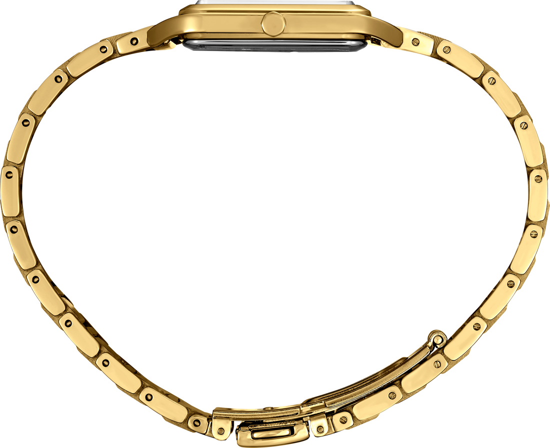 Women's Seiko Essentials SWR078 Gold Square Quartz Watch front view
